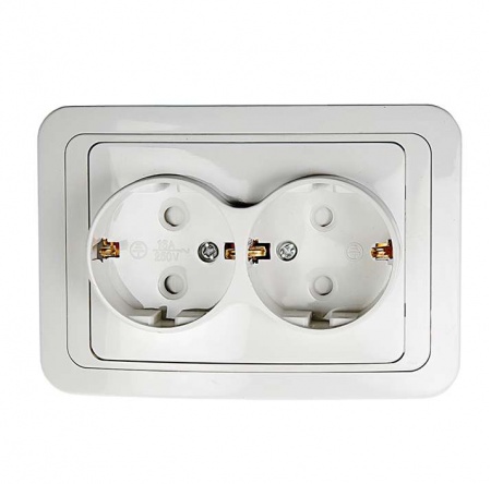 Розетка 2-м CLASSICO защ. шторки с заземл. 2128x бел. ASD / IN HOME 4690612000985 464641