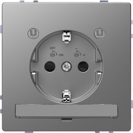 Розетка Merten D-Life 16А с LED мод. с заземл. SD нерж. сталь SchE MTN2304-6036 459052