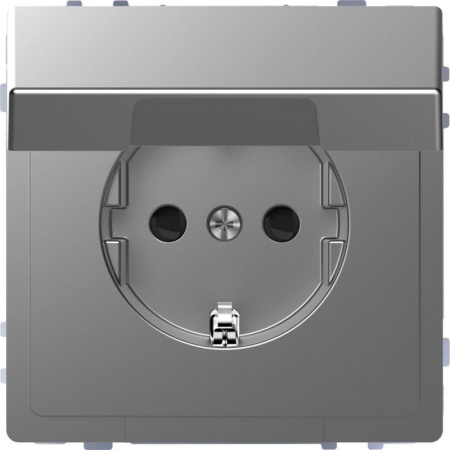 Розетка Merten D-Life 16А с защ. крышкой с заземл. IP20 SD нерж. сталь SchE MTN2310-6036 459066