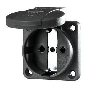 Розетка Schuko 16А 2P+E безвинт. клеммы IP54 черн. Mennekes 11012 83311