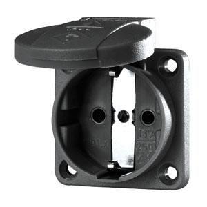 Розетка Schuko 16А 2P+E винт. клеммы IP54 черн. Mennekes 11032 83314