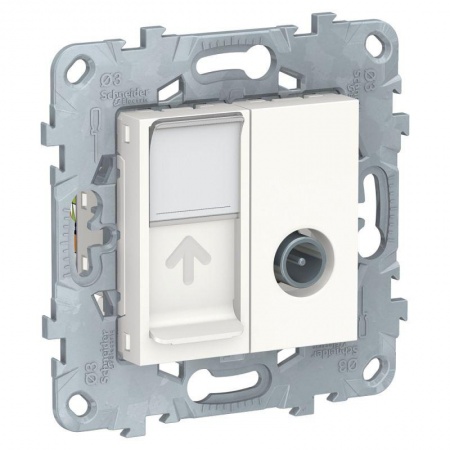 Розетка TV UNICA NEW одиночная + комп. RJ45 кат.6 UTP бел. SchE NU547018 1240033
