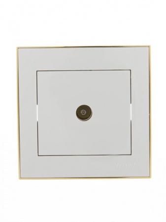 Розетка TV СП Рейн оконечная бел. с боковой вст. зол. Lezard 703-0226-130 367532