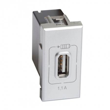Розетка USB Axolute 1мод. 1.1А 230/5В алюм. Leg BTC HC4285C1 1230029