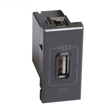 Розетка USB Axolute 1мод. 1.1А 230/5В антрацит Leg BTC HS4285C1 1230030