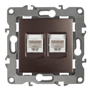 Розетка информационная двойная RJ45 + RJ45 12-3108-13 бронза ЭРА Б0019355 1193653