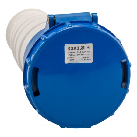 Розетка кабельная 233 63А 220AC 2P+PE 6ч IP67 КЭАЗ 222762 328291