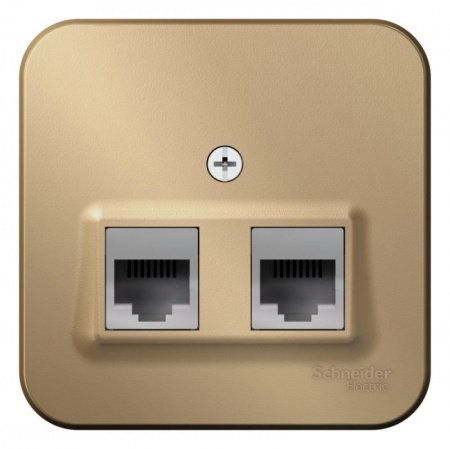 Розетка компьютерная + телеф. 2-м ОП BLANCA RJ45 кат.5е + RJ11 изол. пласт. титан SchE BLNIA045114 1210607
