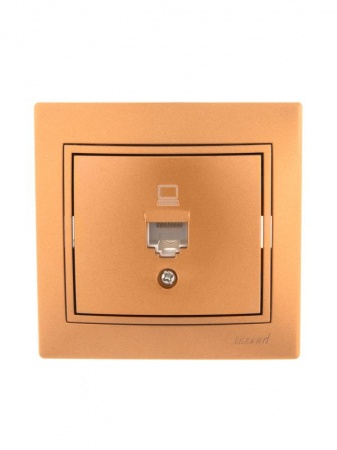 Розетка компьютерная 1-м СП Мира RJ45 метал. зол. Lezard 701-1313-139 200028