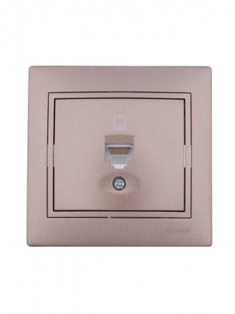 Розетка компьютерная 1-м СП Мира RJ45 свет. корич. перламутр Lezard 701-3131-139 249498
