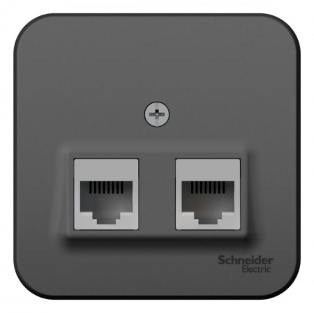 Розетка компьютерная 2-м ОП BLANCA RJ45 кат.5e изол. пласт. антрацит SchE BLNIA045456 1210647