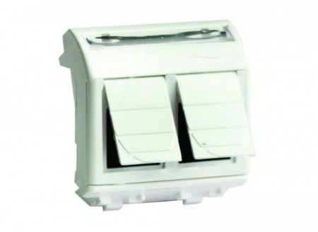 Розетка компьютерная 2-м СП Brava 2мод. RJ45 5e бел. ДКС 76656B 223487