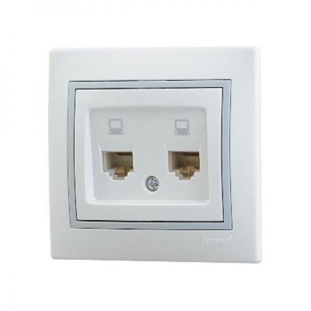 Розетка компьютерная 2-м СП Мира RJ45 бел./сер. Lezard 701-0215-141 221932
