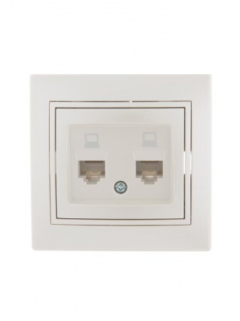 Розетка компьютерная 2-м СП Мира RJ45 жемчуж. бел. перламутр Lezard 701-3030-141 249510