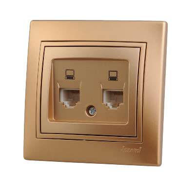 Розетка компьютерная 2-м СП Мира RJ45 метал. зол. Lezard 701-1313-141 200029