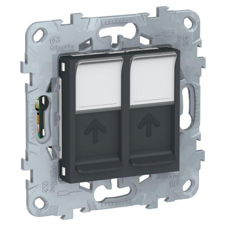 Розетка компьютерная UNICA NEW RJ45 двойная кат.5е UTP антрацит SchE NU542054 1239988