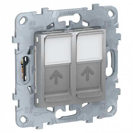 Розетка компьютерная UNICA NEW RJ45 двойная кат.6 UTP алюм. SchE NU542430 1239990