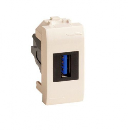 Розетка мультимедийная Brava 1мод. USB 3.0 сл. кость ДКС 75300S 409183