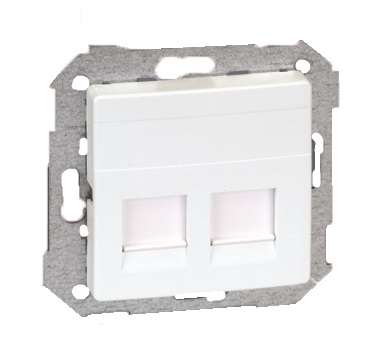 Адаптер на 2 RJ45(12) коннектора шторки Simon82 бел. 82006-30 405523