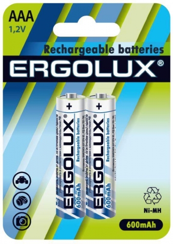 Аккумулятор AAA-600мА.ч Ni-Mh BL-2 1.2В (блист.2шт) Ergolux 12977 492831