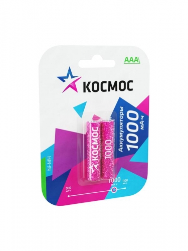 Аккумулятор R03 NI-MN 1000мА.ч BP-2 (блист.2шт) Космос KOCR03NIMH(1000MAH) 153782