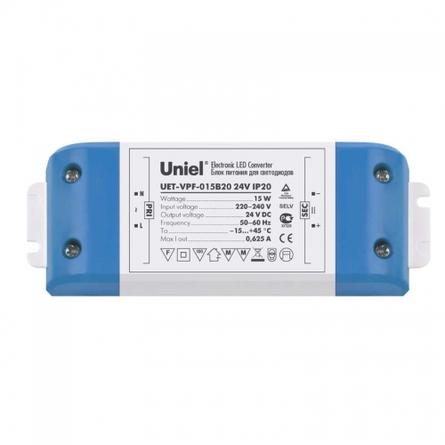 Блок питания UET-VPF-015B20 15Вт 24В IP20 Uniel 05831 483233