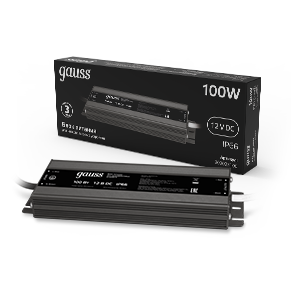 Блок питания для светодиод. ленты 100Вт 12В IP67 пылевлагозащ. Gauss 202023100 390187