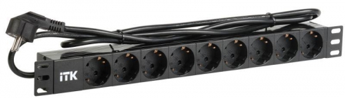 Блок розеток 9 мест PDU (немец. станд.) DIN49440 ПВХ профиль 1U шнур 2м; вилка DIN 49441 (немец. станд.); черн. ITK PH22-9D1-P 396853