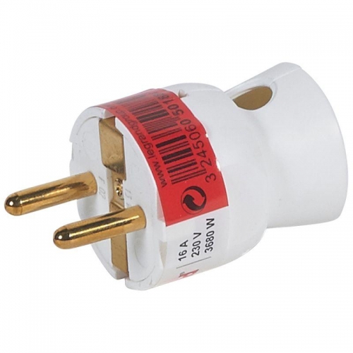 Вилка электрич. каб. Helium 16А нижний ввод с заземл. бел. Leg 050188 212665
