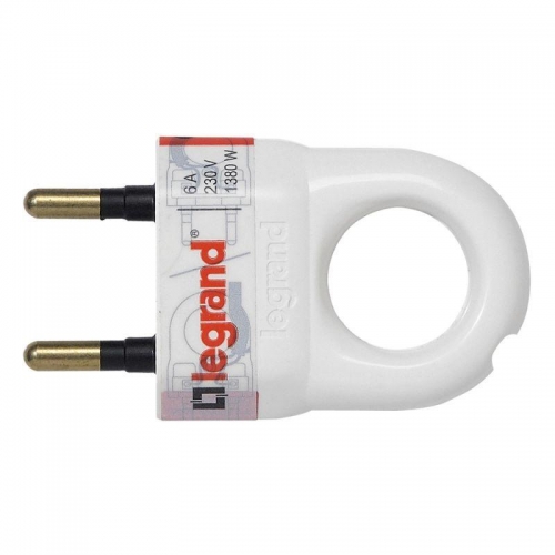 Вилка электрич. каб. Helium 6А 2P+E прямая бел. Leg 050162 199585