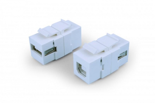 Вставка KJ1-USB-A-B2-WH формата Keystone Jack с прох. адапт. USB 2.0 (Type A-B) ROHS бел. Hyperline 247142 1201366