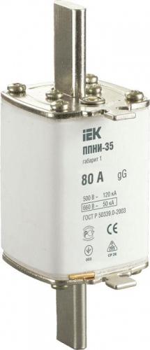 Вставка плавкая ППНИ-35 80А габарит 1 ИЭК DPP30-080 93070