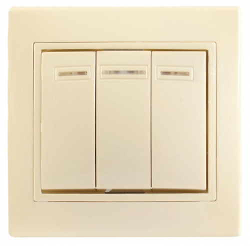 Выключатель 3-кл. СП КВАРТА 10А IP20 крем. ИЭК EVK31-K33-10-DM 312788