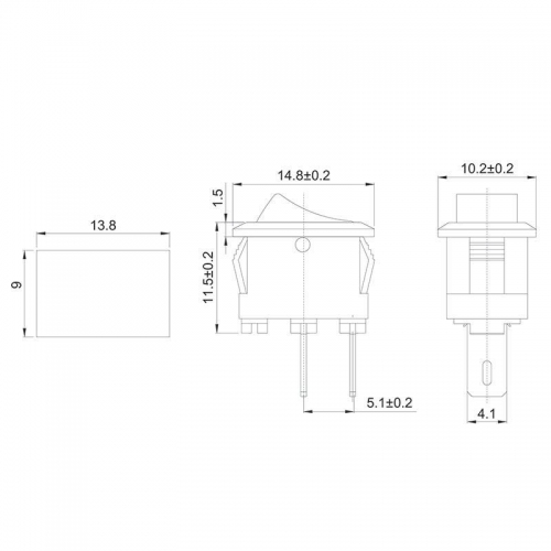 Выключатель клавишный 250В 3А (2с) ON-OFF Micro RWB-101 красн. Rexant 36-2011 492771