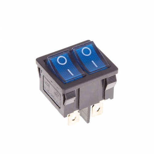 Выключатель клавишный 250В 6А (6с) ON-OFF син. с подсветкой ДВОЙНОЙ Mini (RWB-305) Rexant 36-2161 499662