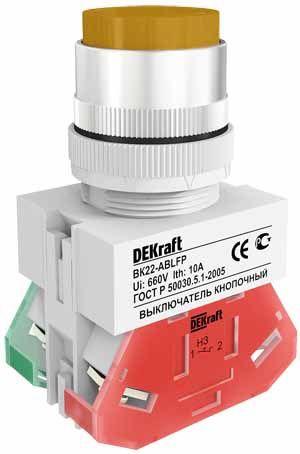Выключатель кнопочный ABLFP 22мм LED жел. 24В AC/DC ВК-22 DEKraft 25071DEK 1113216