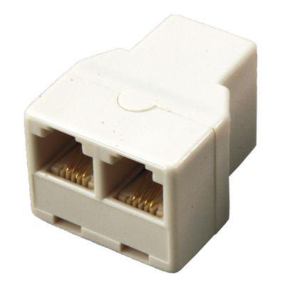 Двойник тел. гнезд.-2 гнезд. 6P-4C бел. Rexant 03-0032 217875