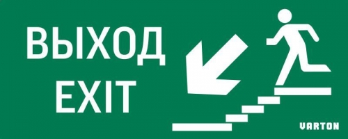 Знак "ВЫХОД / ЛЕСТНИЦА ВНИЗ / ФИГУРА" для аварийно-эвакуационного светильника IP20 VARTON V5-EM01-60.001.025 473630