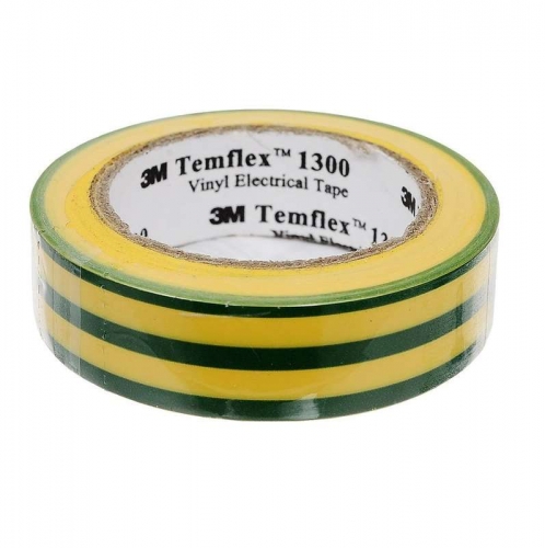 Изолента ПВХ 15мм Temflex 1300 жел./зел. (рул.10м) 3М 7100081324 395573