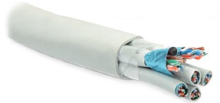 Кабель FUTP24W-C5-S24-IN-LSZH-GY (FTP24W-C5-SOLID-IN-LSZH) витая пара F/UTP; кат.5; 24 пары; экран. (4пары (24 AWG)х6) ож (solid) кажд. 4х парник: экран-фольга и LSZH обол. нг(C)-HF (–20град.C - +60град.C) сер. Hyperline 46323 395375