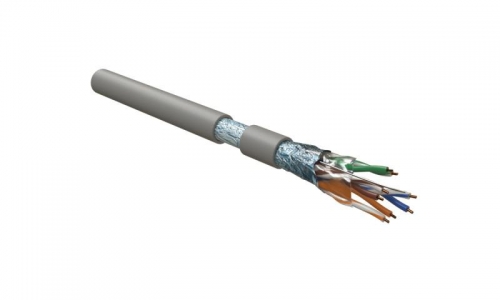 Кабель FUTP4-C5E-S24-IN-LSZH-GY-305 (FTP4-C5E-SOLID-LSZH-GY-305) витая пара экран-фольга FTP (F/UTP) кат.5; 4 пары (24 AWG) ож (solid) LSZH сер. (уп.305м) Hyperline 45788 358276