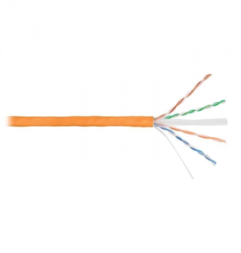 Кабель NIKOLAN U/UTP 4 пары кат.6 (класс E) тест по ISO/IEC 250МГц ож BC (чистая медь) 23AWG (0.57мм) внутр. LSZH нг(А)-HFLTx оран. (уп.305м) NIKOMAX NKL 9140C-OR 494152