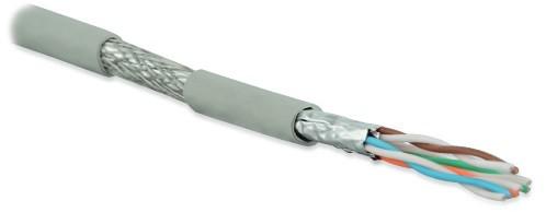 Кабель SFTP4-C6A-S23-IN-LSZH-GY-500 витая пара S/FTP кат. 6a; 4 пары (23 AWG) ож (solid) каждая пара в фольге (общ. экран-медная оплетка до+60град.C) LSZH сер. (500м) Hyperline 236246 404835