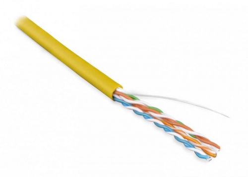 Кабель UUTP4-C5E-S24-IN-PVC-YL-305 витая пара U/UTP кат. 5e 4 пары (24 AWG) ож (solid) PVC (-20 – +75град.С) жел. (305м) Hyperline 42014 424919