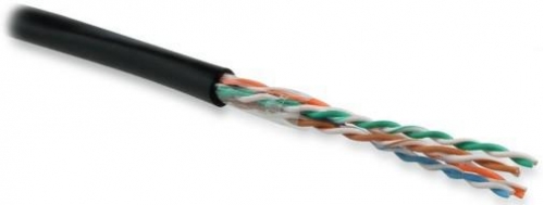 Кабель UUTP4-C5E-S24-OUT-PE-BK-100 витая пара неэкранированный U/UTP 2х4х0.52 кат.5e ож для внеш. прокладки PE (100м) черн. Hyperline 49127 280784
