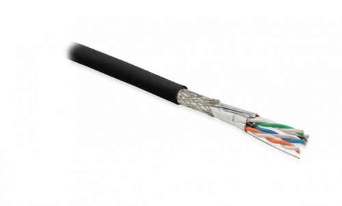 Кабель витая пара SFTP4-C6A-S23-OUT-PE-BK-500 (S/FTP) кат.6a 4 пары (23 AWG) ож (solid) кажд. пара в фольге общий экран - медная оплетка для внеш. прокл. PE черн.(уп.500м) Hyperline 359207 442387