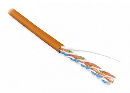 Кабель витая пара UUTP4-C5E-S24-IN-PVC-OR-305 U/UTP кат.5e 4 пары (24 AWG) ож (solid) PVC оранж. (уп.305м) Hyperline 42016 1201690