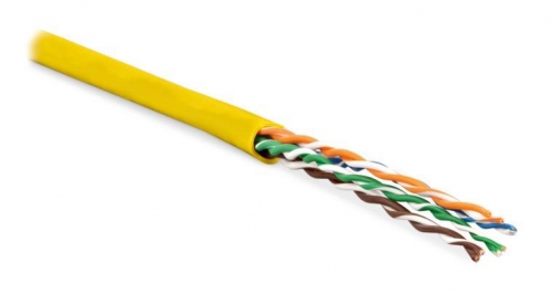 Кабель витая пара UUTP4-C6-P24-NCR-IN-LSZH-YL-100 U/UTP кат.6 4 пары (24 AWG) мж (patch) без разделит. LSZH нг(С)-HF жел. (уп.100м) Hyperline 273532 1203278
