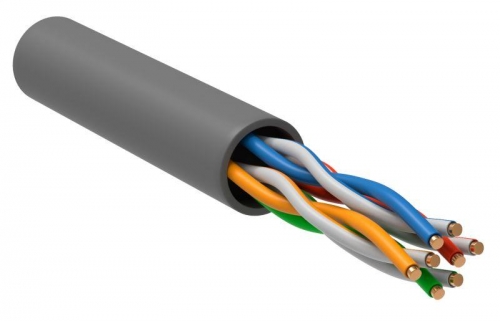 Кабель связи витая пара U/UTP (24AWG) кат.5е 4х2х0.51 ож PVC (305м) сер. (м) ITK LC1-C5E04-111 292400