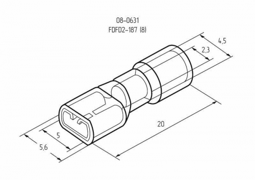 Клемма плоская изол. (штекер) VF 2-187(8) А Rexant 08-0631 251269